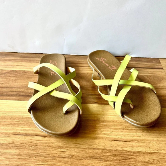 Seven7 Melbourne Slide Thong Sandals Lime Green Size 6 - Picture 4 of 8